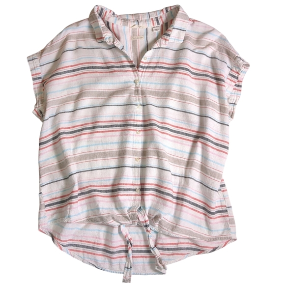 Weatherproof Tops - Weatherproof Vintage Washable Linen Tie Front Top/ Shirt Rio Red SZ XXL 18-20